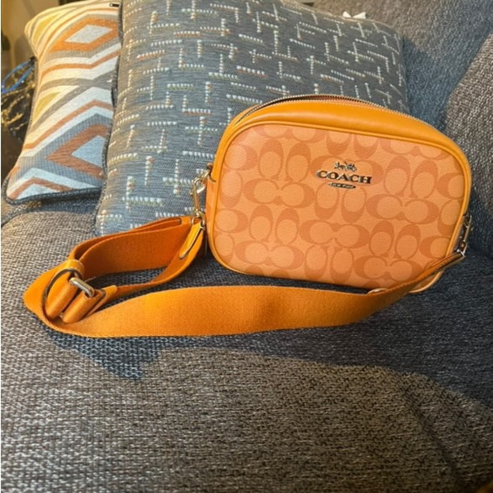 Burnt orange coach purse